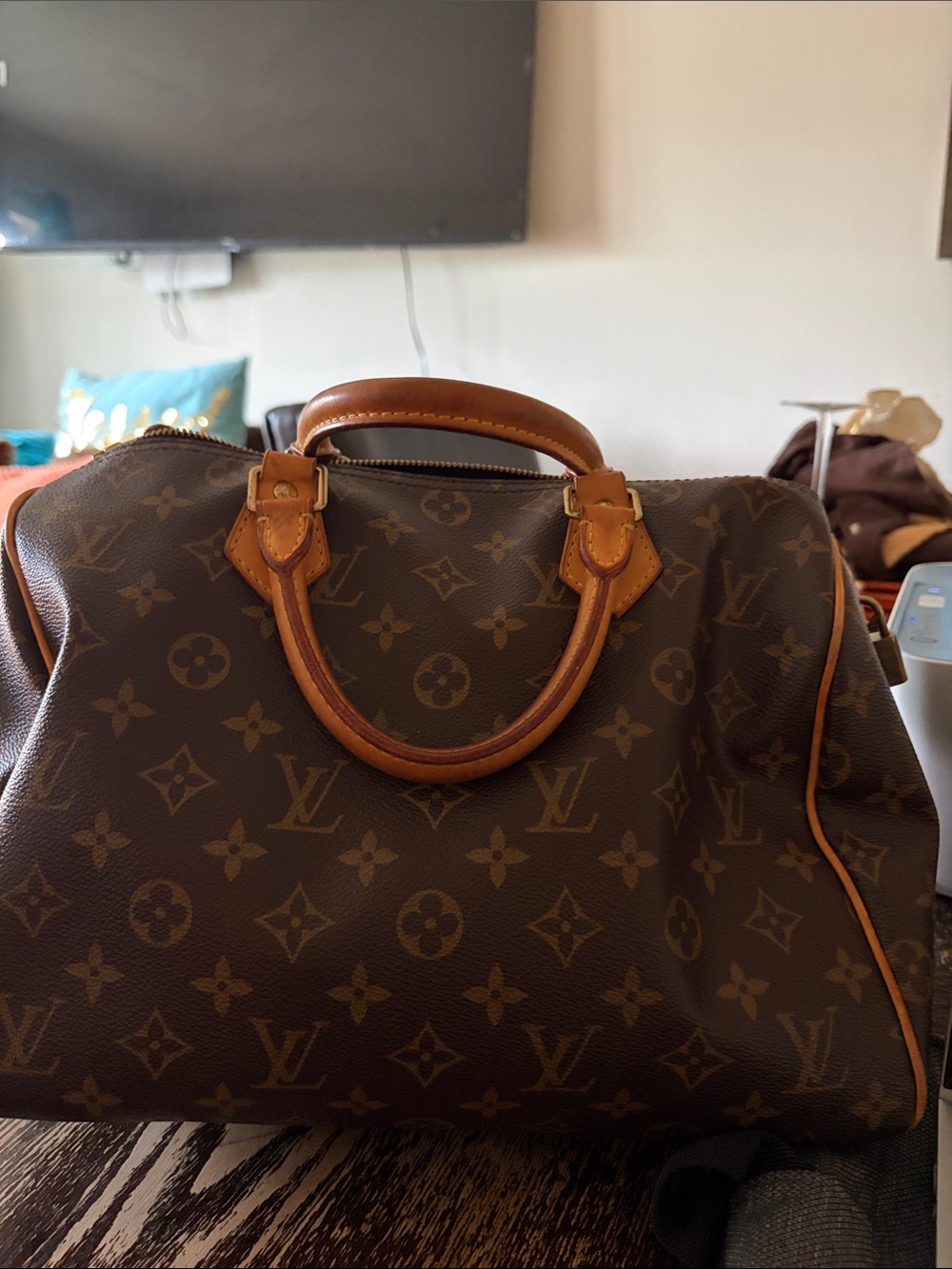 Louis Vuitton Monogram Canvas Top-Handle Bag in Brown and Tan